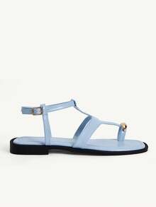 CUCCOO CHICEST Women's Shoes Simple Open-Toed Crossed Flat Sandals Summer Shoes - Light blue - View 3
