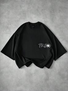 PAVTROS 男士街頭風熱銷 INS 風格 TK T恤，泡泡印花，舒適穿著，適合日常穿著、電音派對、度假，情人節禮物，黑色夏季款 - 黑色 - 查看 2