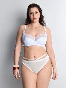 Slumbrini Plus Size Women's White Lace Sexy Bra - With Thin Padding And Lining, Comfortable Push-Up Design - White - View 3