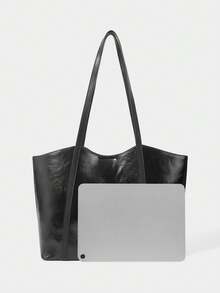 SHECARRY Bolso tote de moda y simple para mujer, bolso de hombro negro exquisito de gran capacidad, adecuado para mujeres, madres, profesoras, uso diario, ir al trabajo, compras, viajes y combinaciones - Negro - Ver 4