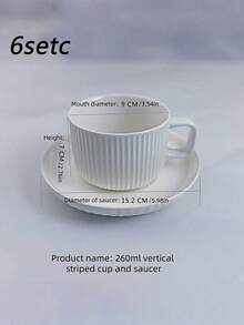1 Set / 6 Sets Of European Coffee Cup And Saucer Sets, Striped Ceramic Cup And Saucer Sets, Afternoon Tea Tableware And Tea Cup Gift Box, Minimalist Style Mugs. - Multicolor - View 9