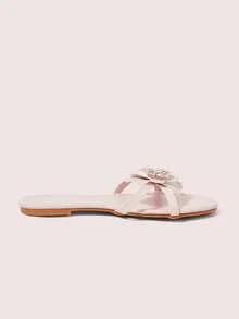 CUCCOO DOLLMOD Sandalias planas con tiras cruzadas y flores tridimensionales rosas, estilo dulce para mujer - Rosa - Ver 5