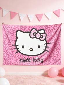 HELLO KITTY AND FRIENDS | SHEIN 1Pc Leopard Print Cute Cat Print Tapestry, Free Hook Accessories, Holiday Party Tapestry, Decorative Wall, Machine Washable - Multicolor - View 2