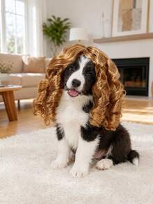 PETSIN 1PC Judge Style Pet Curly Wig For Dogs And Cats, Long Wavy Hair Costume Headpiece, Holiday Party Cosplay Dress Up Accessory, Funny Pet Photo Prop For Halloween Christmas, Perfect Gift For Pet Lovers - Multicolor - View 8