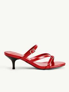 CUCCOO CHICEST 女款 Word With Pinch 紅色 PU 優雅女式涼鞋 - 紅色 - 查看 3