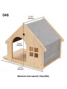 Solid Wood Wall-Mounted Cat Climbing Frame With Integrated Platform, Scratching Board, Cat Tree, Condos, Wall Nest And Scratching Post. Provides A Dedicated Space For Cats To Play, Climb, Sharpen Claws And Rest Comfortably. - apricot - View 9