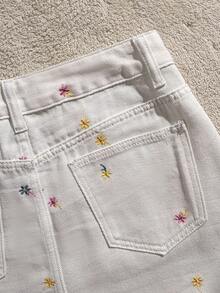 Soleia 女款白色花卉刺繡無袖背心與牛仔裙兩件套 - 白色 - 查看 5