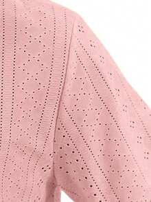 Genlund Plus Size Men's Notched Neck Solid Color Casual Versatile Daily Wear Short Sleeve Shirt, Holiday Holiday - Pink - View 6
