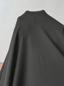 SHEIN PETITE 女款優雅純色咖啡棕方領喇叭裙，春/夏 - 深灰色 - 查看 10