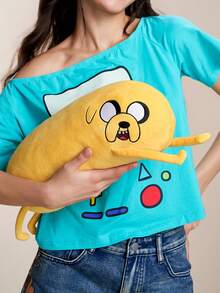 ADVENTURE TIME X SHEIN قطعة واحدة دمية كرتونية محشوة، مصنوعة من مادة ناعمة مع تطريز رائع، يمكن وضعها على الأريكة أو في السيارة للديكور، مناسبة كهدية - متعدد الألوان - مشاهدة 3