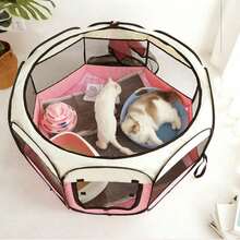 1PC Portable Foldable Pet Tent Kennel Octagonal Fence Puppy Shelter Easy To Use Outdoor Easy Operation Large Dog Cages Cat Fences - Multicolor - View 7