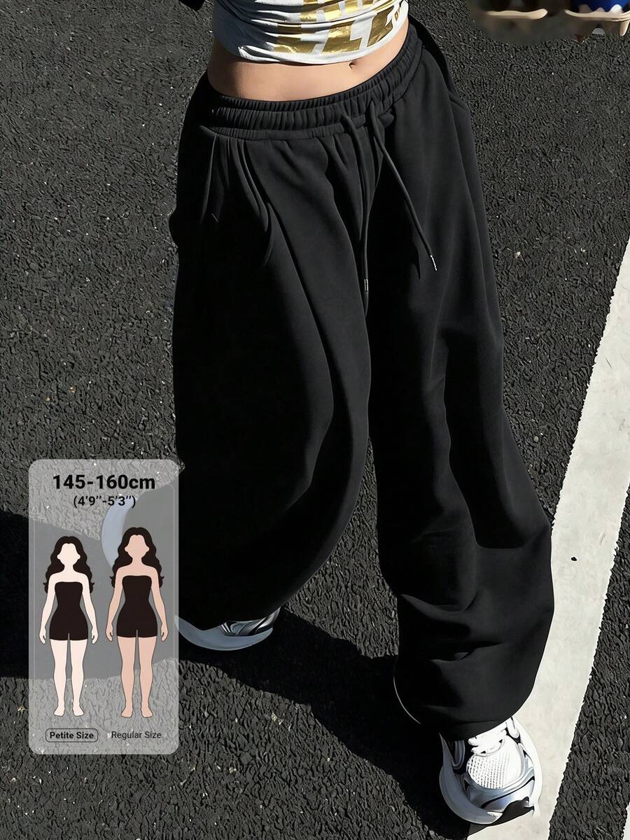 DAZY Women's Casual Loose Korean Style Sweatpants Petite - Black - View 1