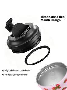 Strawberry Shortcake X SHEIN 360 Ml / 12 Oz Leak-Proof Stainless Steel, Convenient To Carry, Portable Cup - Pink - View 4