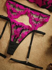 PinupPomp 4pcs Women's Sexy Lingerie Set - Hot Pink - View 5