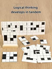 1 Set Wooden Black White Building Blocks Matching Puzzle Logical Thinking Training Parent Child Interactive Desktop Game For Family Christmas Stocking Fillers Holiday Gift Ideas Must Haves - Multicolor - View 3