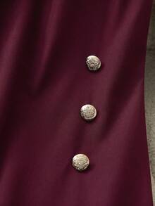 GlowEve CURVE Plus Size Women Solid Color Round Neck Sleeveless Commuter Fashion Dress - Burgundy - View 7