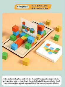 2 Player Wooden 3D Building Blocks Duel Logic Thinking Training Game Parent Child Interactive Educational Toy For Family Christmas Stocking Fillers Holiday Gift Ideas Must Haves - Multicolor - View 8