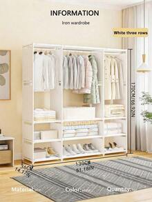 1pc Four-Layer Multifunctional Wardrobe - Dustproof Storage Rack With Hanging Rods, Easy To Install Without Tools, 66.93 Inches High, Suitable For Storing Shoes, Clothes, Bags, Etc. Space-Saving Design, Suitable For Bedrooms, Offices, - Multicolor - View 8