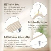 10pcs/5pcs Set New Soft Fabric Clothes Hangers, Home Closet Organizer Hangers, Dual-Use Non-Slip Garment Rack Clips, Suitable For Hanging Shirts, Dresses Or Pants, Space-Saving, Soft Surface Effectively Prevents Slipping And Protects Clothes - Multicolor - View 3
