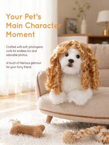 PETSIN 1PC Judge Style Pet Curly Wig For Dogs And Cats, Long Wavy Hair Costume Headpiece, Holiday Party Cosplay Dress Up Accessory, Funny Pet Photo Prop For Halloween Christmas, Perfect Gift For Pet Lovers - Multicolor - View 15