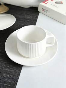1 Set / 6 Sets Of European Coffee Cup And Saucer Sets, Striped Ceramic Cup And Saucer Sets, Afternoon Tea Tableware And Tea Cup Gift Box, Minimalist Style Mugs. - Multicolor - View 5