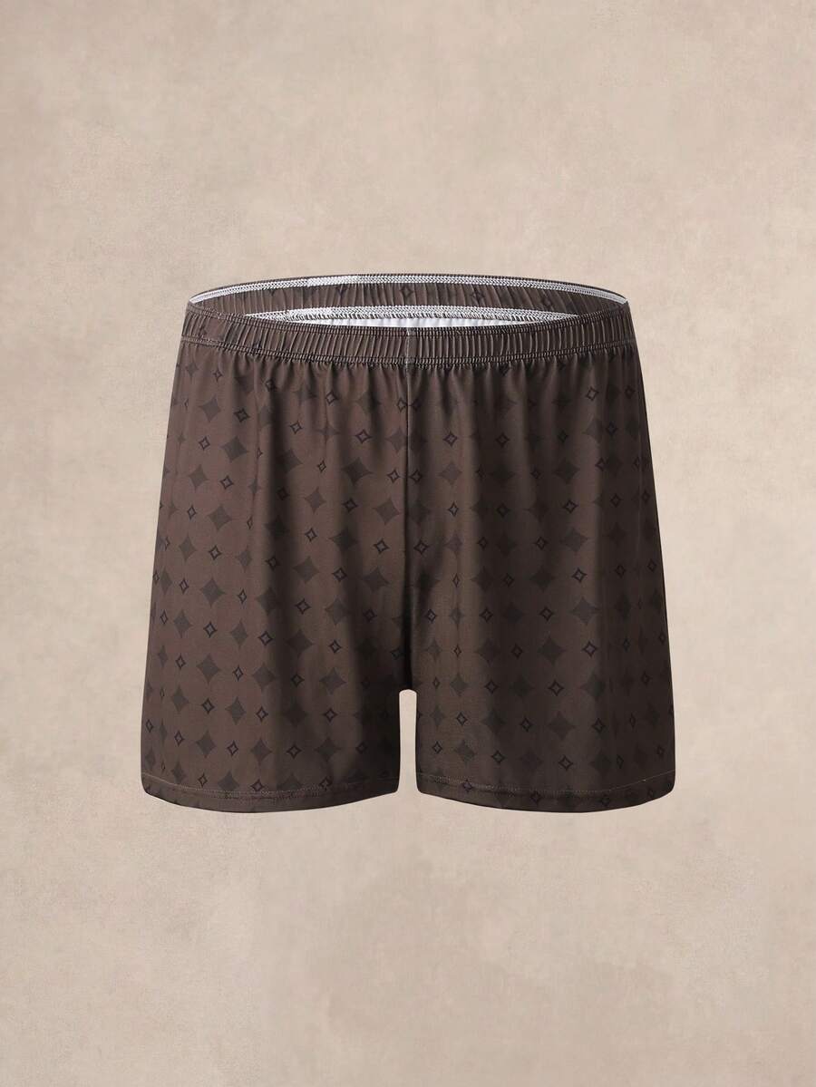 EverLounge Men's Boxers Shorts All‑Over Rhombus Pattern Lounge Wear, Relaxed Daily Intimate Bottoms - Multicolor - View 1