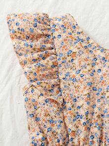 女童春夏生日/派對/野餐白色花卉印花少女風 Era & SummerOutfit 風格連身褲 - 粉色 - 查看 8