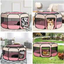 1PC Portable Foldable Pet Tent Kennel Octagonal Fence Puppy Shelter Easy To Use Outdoor Easy Operation Large Dog Cages Cat Fences - Multicolor - View 3