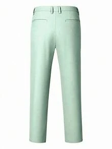Manfinity Homme Men's Solid Color Pleated Pocket Casual Straight Leg Pants - Mint Green - View 3