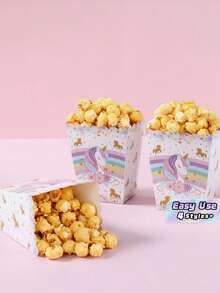 10pcs Rainbow Popcorn Boxes, Disposable Paper Magical  Theme Candy Containers, Suitable For Girls Birthday Party, Baby Shower, Party Supplies, Movie Night Snack Boxes - View 1