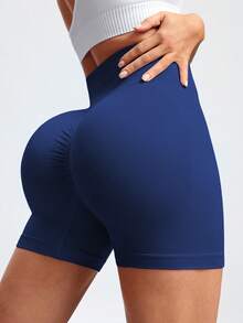 Velisys Velisys 4件組女款針織無縫舒適彈性高腰提臀短褲，黑色/海軍藍/深棕色/酒紅色，適合瑜伽、跑步、單車、健身、戶外休閒穿著，全新派對款，春夏秋冬四季適用 - 彩色 - 查看 5