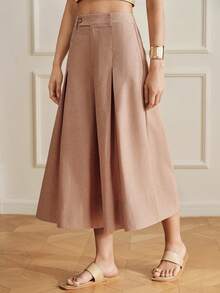Revavyn Women's Fashion Commuter Versatile Solid Color Pleated Wide Leg Pants - Brown - View 7