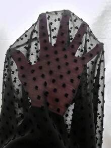 SHEIN LUNE 大尺碼女款秋季休閒端莊服飾 全身印花抽褶黑色長袖優雅 Id AI-Adha 洋裝 婚禮賓客正式秋季穿搭 - 黑色 - 查看 10