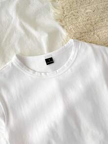 Tseoso 1pc Solid Form Fitted Tee 95% Cotton - Multicolor - View 4