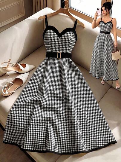 Franclia Cinturón de metal con patchwork en blanco y negro, tejido elegante y de moda, adecuado para citas de primavera/verano, citas de Pascua, fiestas, desplazamientos, vestido de verano para mujer, atuendo de verano, atuendo de Pascua, ropa de Pascua, mujer de Pascua, mujer elegante, mujer en blanco, invitada de boda, vestido de fiesta de invitada de boda, atuendo elegante para mujer, vestido de fiesta elegante, vestido en blanco y negro