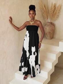 BamGlimmer Sommer Neues Oversized Design Schwarz & Weiß Muster Jumpsuit, modischer leidenschaftlicher lässiger Stil, geeignet für Reisen, Urlaub, tägliches Tragen, Schulanfang, Party & Zusammenkunft - Schwarz und Weiss - Übersicht 8