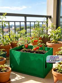 Saco de Cultivo Retangular Verde em Feltro Respirável Não Tecido, Saco de Crescimento de Plantas Nutritivo Reutilizável e Resistente, Recipiente de Plantio para Vegetais, Tomate, Ervas, Flores, Uso Interno e Externo, Paisagismo Doméstico, Suprimentos de Jardim - Verde - Visão 1