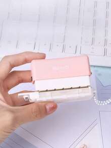 Portable Multi-Hole Punch With 6 Holes, Designed With Waste Container And Ruler, Paper Punching Machine Back,Back To School,School Supplies - pink - View 4