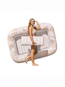 1 Piece PVC Inflatable Double Person Floating Raft Maple Leaf Lounge Chair Folding Pool Float Mat For Summer Beach Sun Tanning Lake Relaxation Outdoor Water Party Accessory - multicolor - View 3