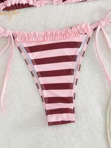 Swim Mod 2件組夏季新款綠色印花性感露背掛脖綁帶女款泳衣 - 淺粉色 - 查看 5