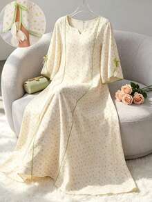 Yasmyna Ditsy Floral Patchwork Loose Fit Elegant Floral Dress, Flattering And Age-Reducing For Women - Multicolor - View 2