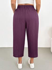 Shapeblank Plus-Size Women's Summer Fashionable Casual Traditional Elegant Loose Comfortable Basic Large Pockets Capri Pants Vacation Formal Dark Purple - Purple - View 2