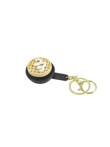 MINKOJA 1pc Realistic Miniature Pancake Keychain Fluffy With Frying Pan Base Golden Syrup Cream Butter Accent Decorative Food Charm Novelty Keyring For Backpack Purse Car Keys - Multicolor - View 10