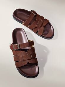 Solecia Women Shoes Spring/Summer Fashion Brown Comfortable Flat Beach Sandals, Vacation Style - Rust Brown - View 3