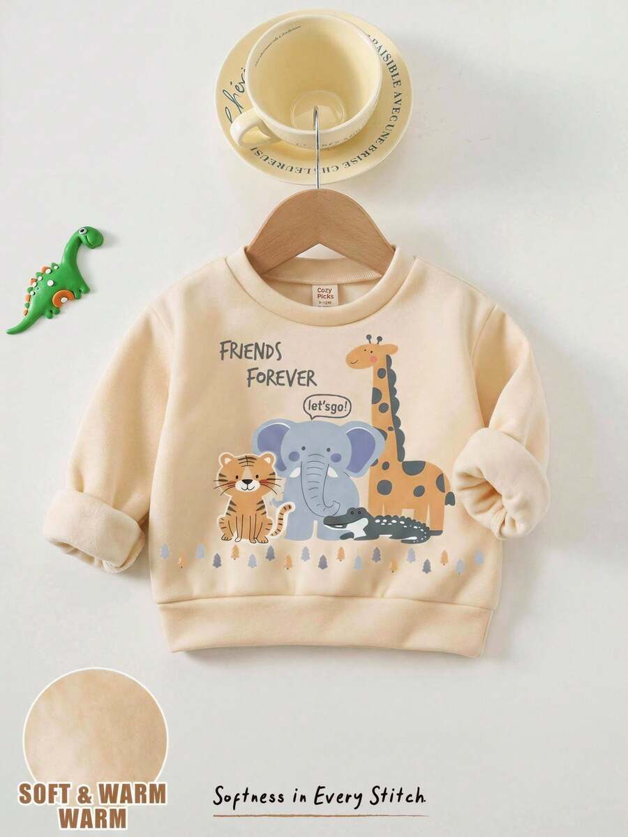 Baby Boy Casual Minimalist Loose Round Neck Comfortable Knit Soft Pullover Sweatshirt Suitable For Autumn And Winter - Multicolor - View 1