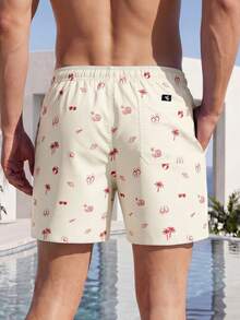 CoralVoy Men's Drawstring Pocket Volleyball Print Slippers Shorts - Beige - View 2