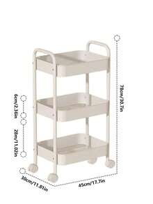 Multi Functional Shopping Cart - Mobile, Heavy-Duty, Multi-Purpose Storage Display Rack (Perfect For Snacks, Vegetables, Towels, Books, Cosmetics, Etc.) | Equipped With Casters, Easy To Assemble | Perfect For Kitchens, Bathrooms, Living Rooms, Etc - Multicolor - View 3