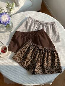 Comfortcana 3pcs/Set Celana Pendek Rumah Nyaman Wanita dengan Ikat Pinggang, Cocok untuk Musim Panas - MultiWarna - View 6