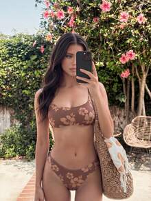 Sunnyshic Women Floral Print Sexy Bikini Swimsuit Set, Random Print For Summer Beach Vacation - Multicolor - View 3