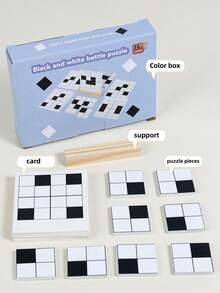 1 Set Wooden Black White Building Blocks Matching Puzzle Logical Thinking Training Parent Child Interactive Desktop Game For Family Christmas Stocking Fillers Holiday Gift Ideas Must Haves - Multicolor - View 9